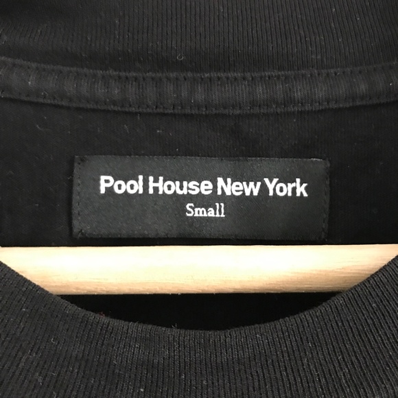 POOL HOUSE MENS T SHIRT BLACK SHORT SLEEVE CROPPED CREW NECK SMALL - Picture 6 of 12